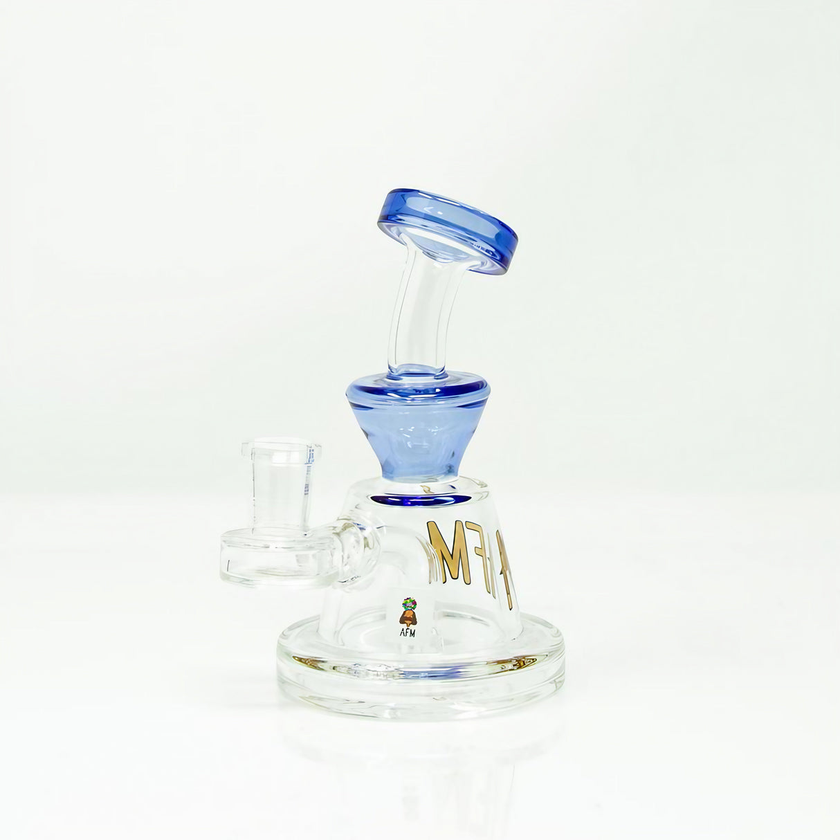 AFM Mini Rig in Blue - Compact 5.5" Dab Rig with Glass on Glass Joint and Percolator - Front View