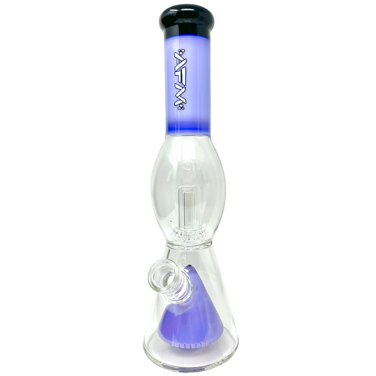 AFM - Pyramid UFO Beaker Bong in Purple - 13" with Showerhead Percolator - Front View