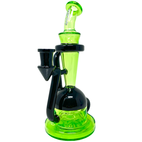 AFM Spaceship Cycler 9" Dab Rig in Lime/Black with Percolator, Front View on White Background