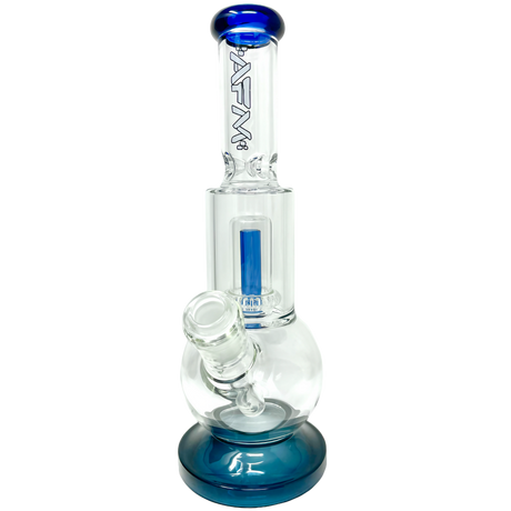 AFM The Bubble Bottom 10" Bong in Blue with Showerhead Percolator, Front View on White Background