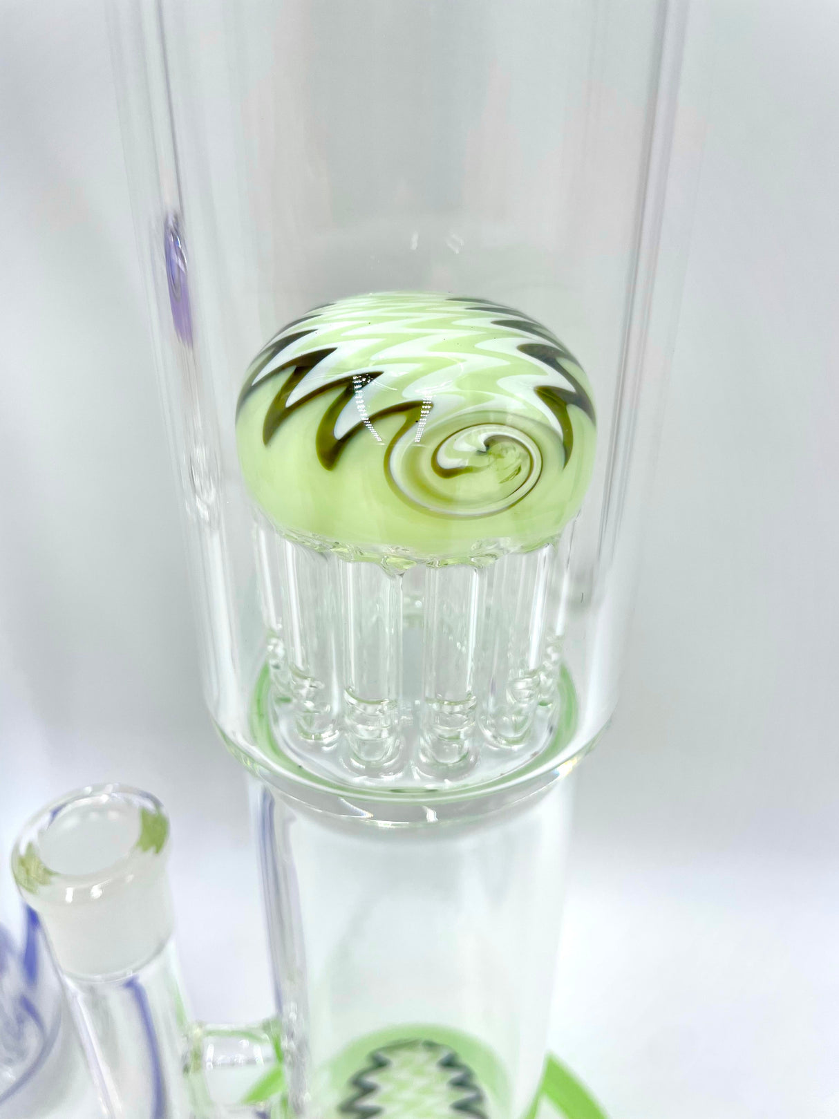 AFM 19" Double Hitter Reversal Bong with Spiral Glass Detail - Close-up View