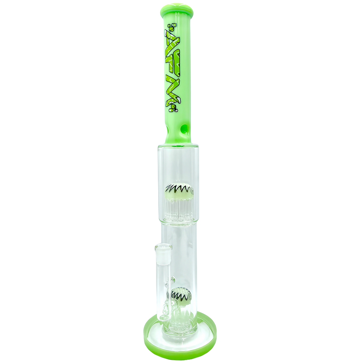 AFM The Double Hitter Reversal 19" Bong in Slime Green - Front View on Seamless White Background