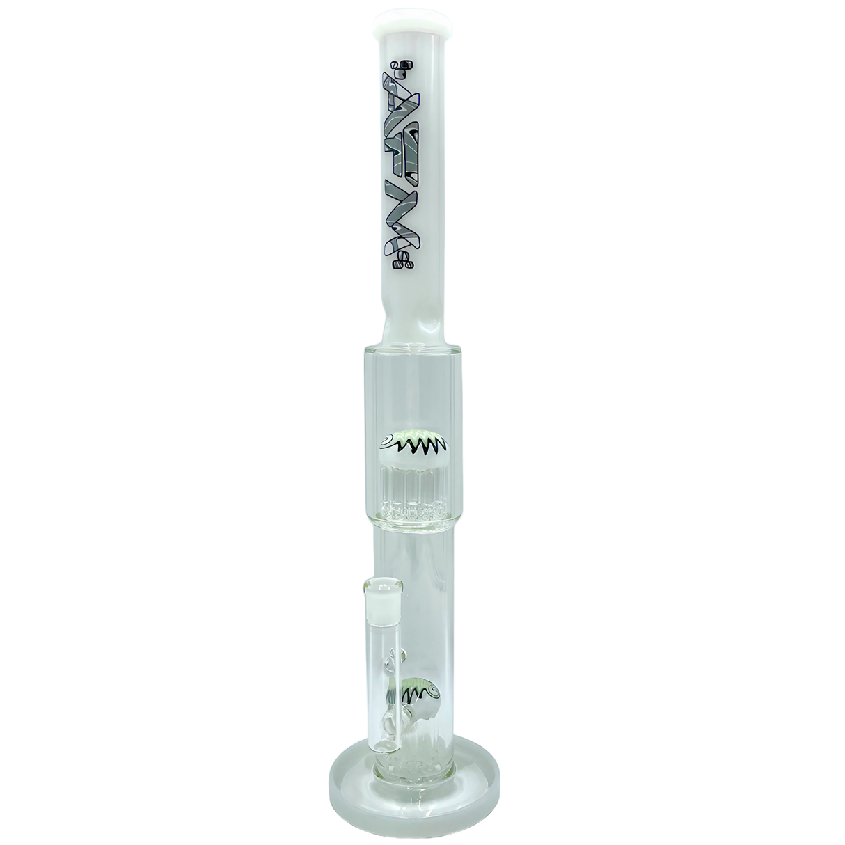 AFM The Double Hitter Reversal 19" Bong in White - Front View on Seamless White Background