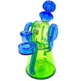 AFM 8" Double Ram Recycler Dab Rig in Clear and Blue, Borosilicate Glass with 14mm Joint