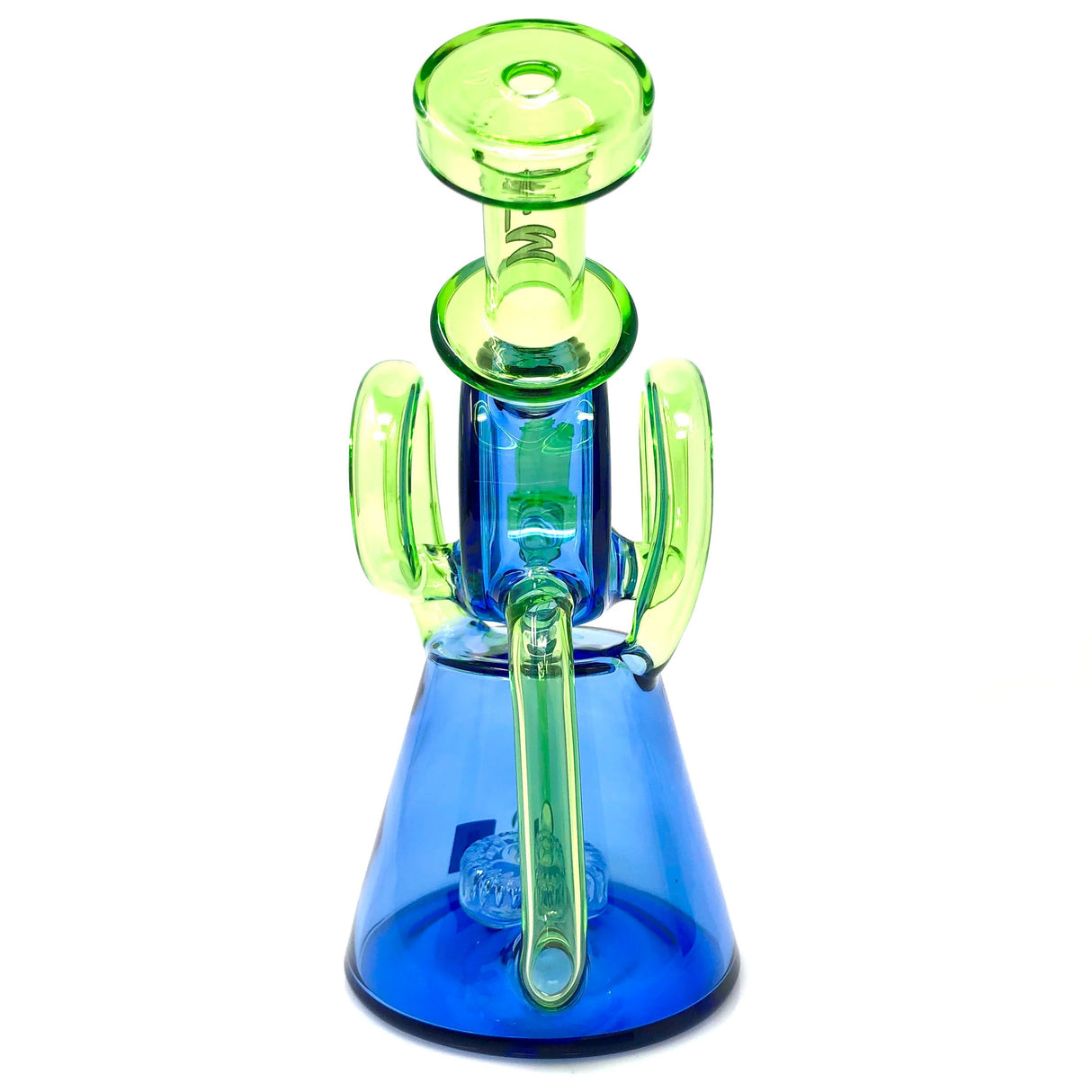 AFM 8" Double Ram Recycler Dab Rig in Clear and Blue with Borosilicate Glass