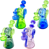 AFM Double Ram Recycler Dab Rigs in Clear, Blue, Green, Pink - 8" Borosilicate Glass