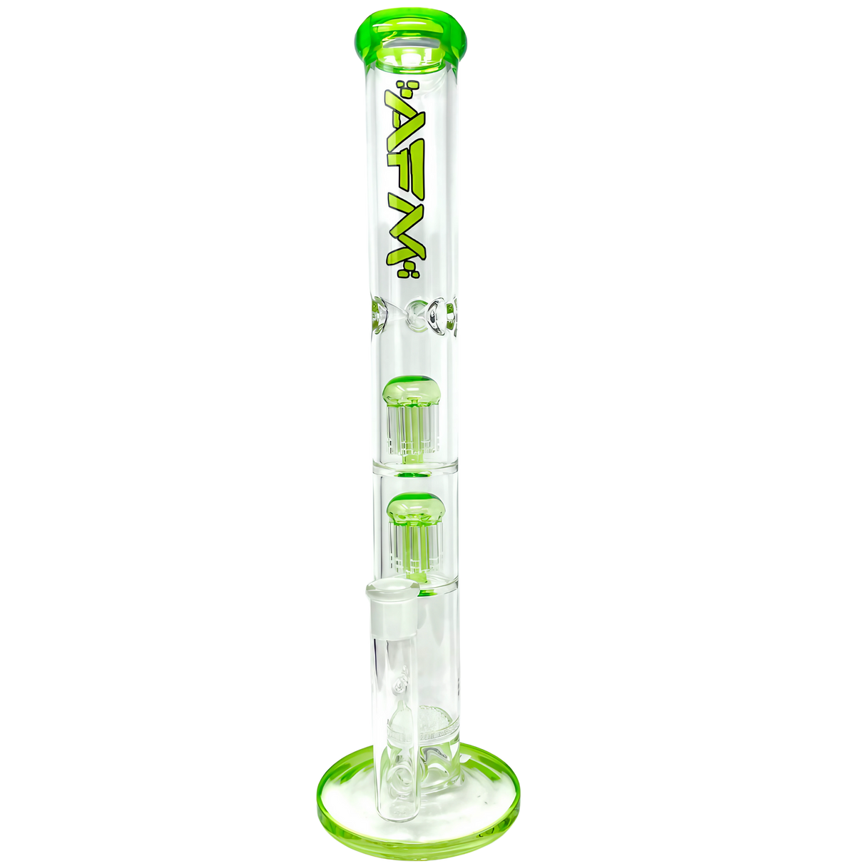 AFM The Double Ripper 18" Bong in Lime Green with Honeycomb Percolators for Dry Herbs