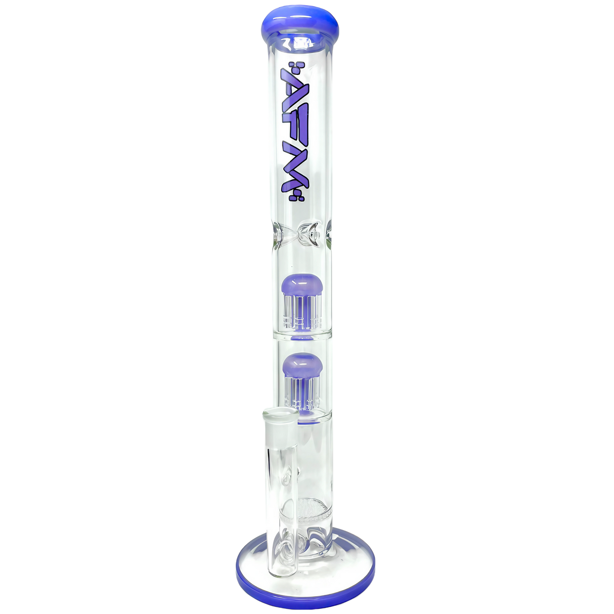 AFM The Double Ripper 18" Bong in Purple with Honeycomb Percolator for Dry Herbs - Front View