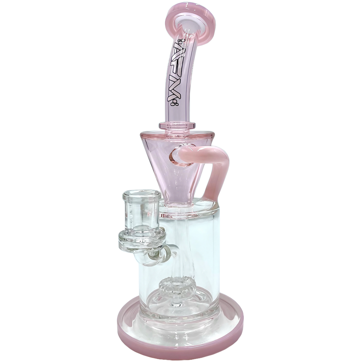 AFM The Drain Incycler Dab Rig in Pink - 10" with Showerhead Percolator, 90 Degree Joint, and Heavy Wall Glass
