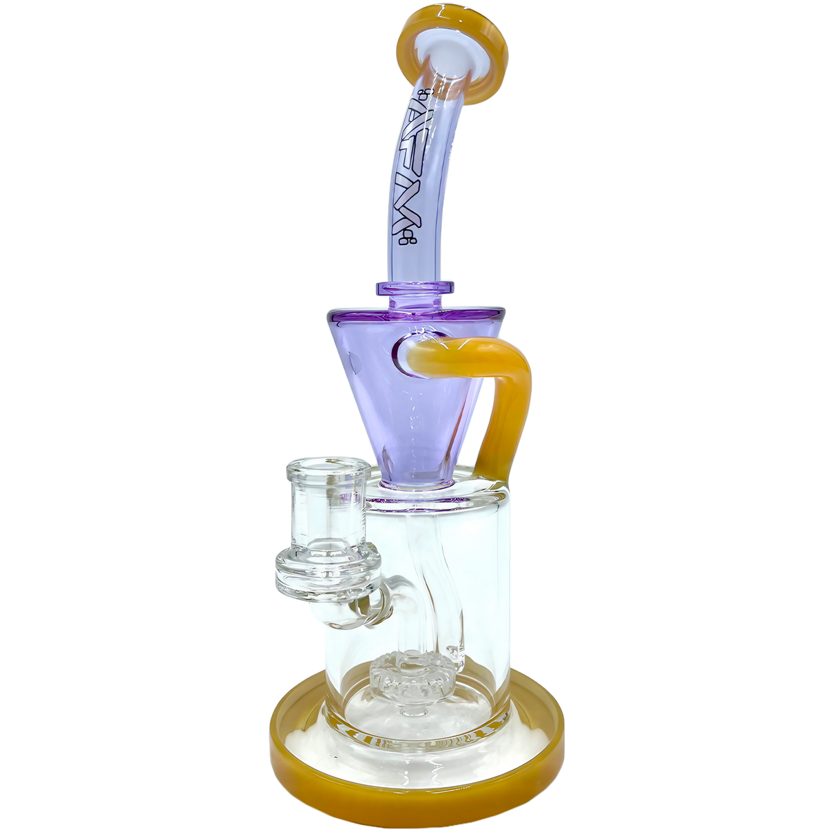 AFM The Drain Incycler Dab Rig in Purple/Butter - 10" with Showerhead Percolator, Front View