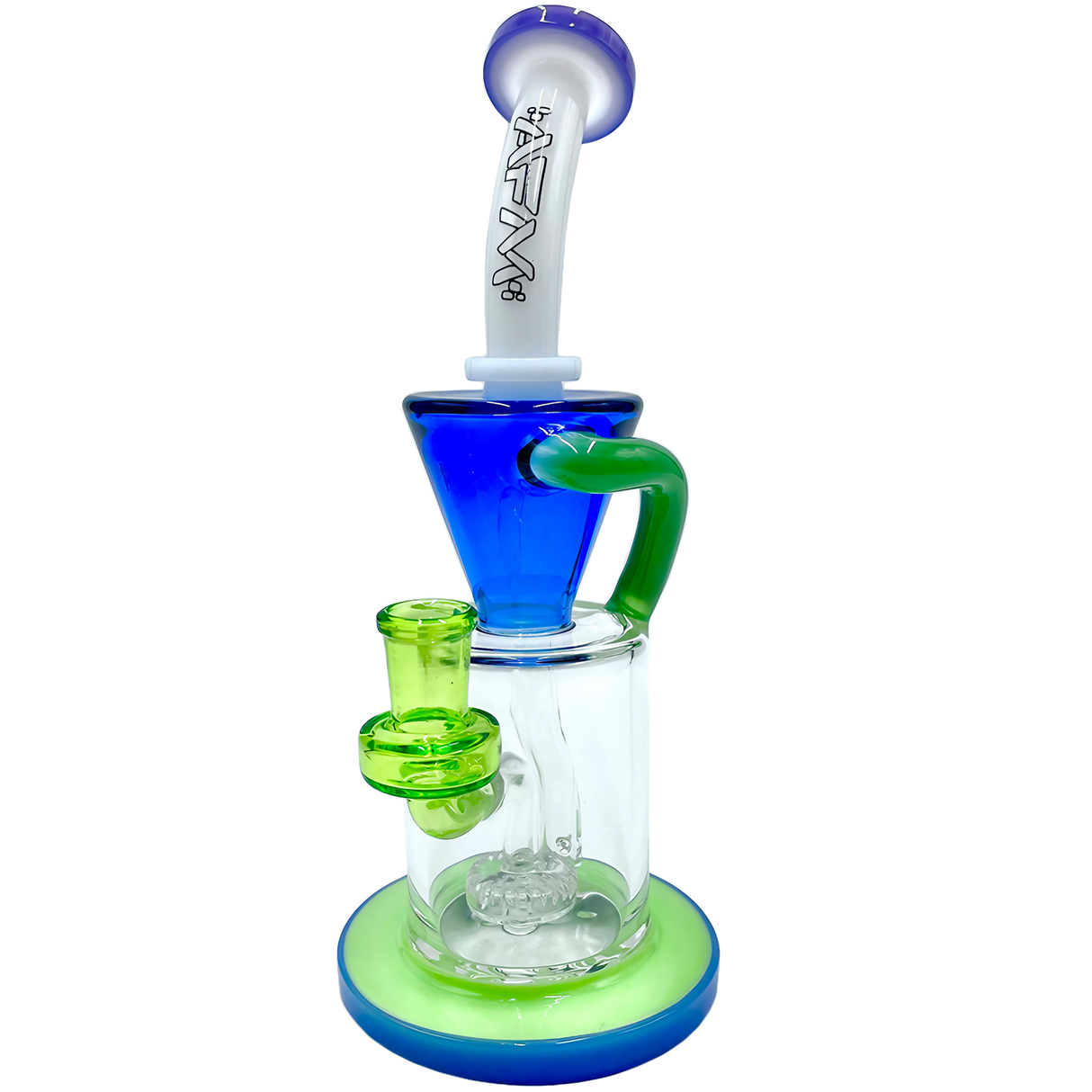AFM The Drain Incycler 10" Dab Rig Rainbow Set with Sturdy Base and Recycler Design, Front View