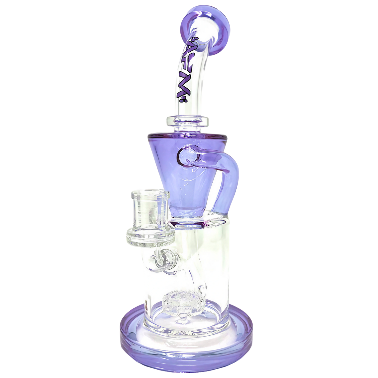 AFM - The Drain Recycler Dab Rig - 10.5" with In-Line Percolator, Front View on White Background