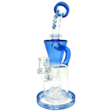 AFM The Drain Recycler Dab Rig, 10.5" with blue accents and in-line percolator, front view on white background