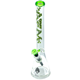 AFM The Evil Eye Beaker Bong in Lime - 18" with Heavy Wall Borosilicate Glass, Front View