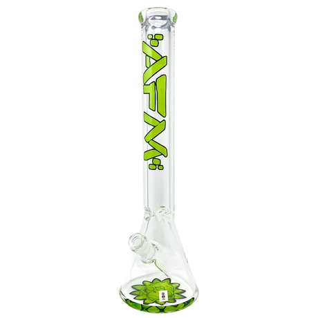 AFM The Flower Monkey 9mm Clear Beaker Bong, 18" Tall, 45 Degree Joint, Front View