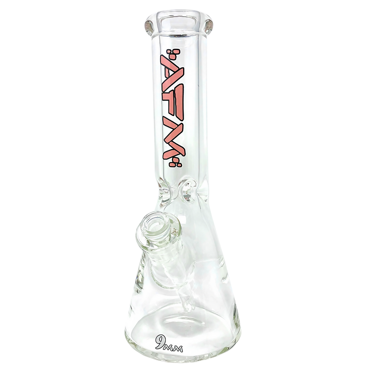 AFM The Heavy Boi 9mm Thick Glass Beaker Bong in Pink - 12" Tall, Front View