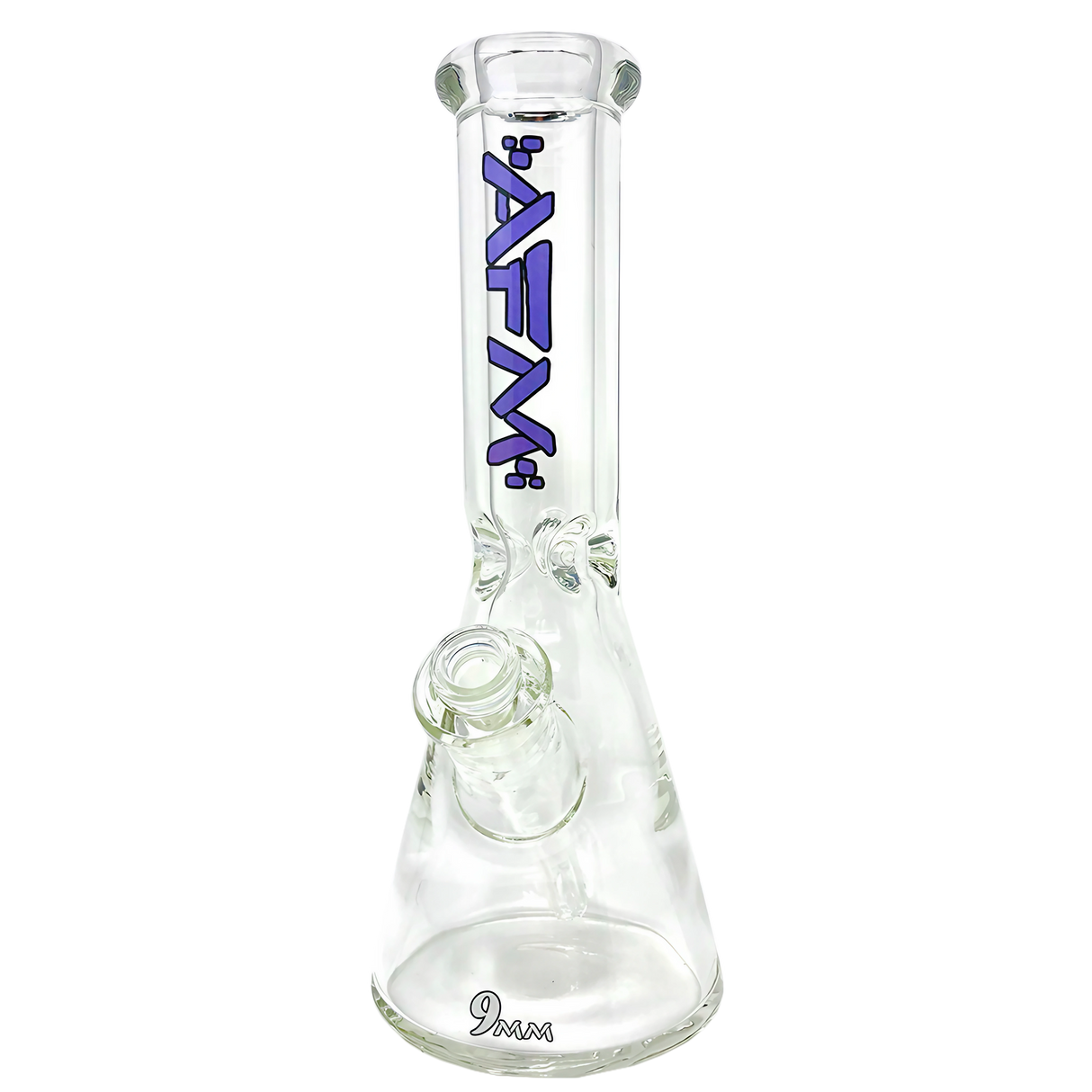 AFM The Heavy Boi 9mm Beaker Bong in Purple - 12" Height, Front View on White Background