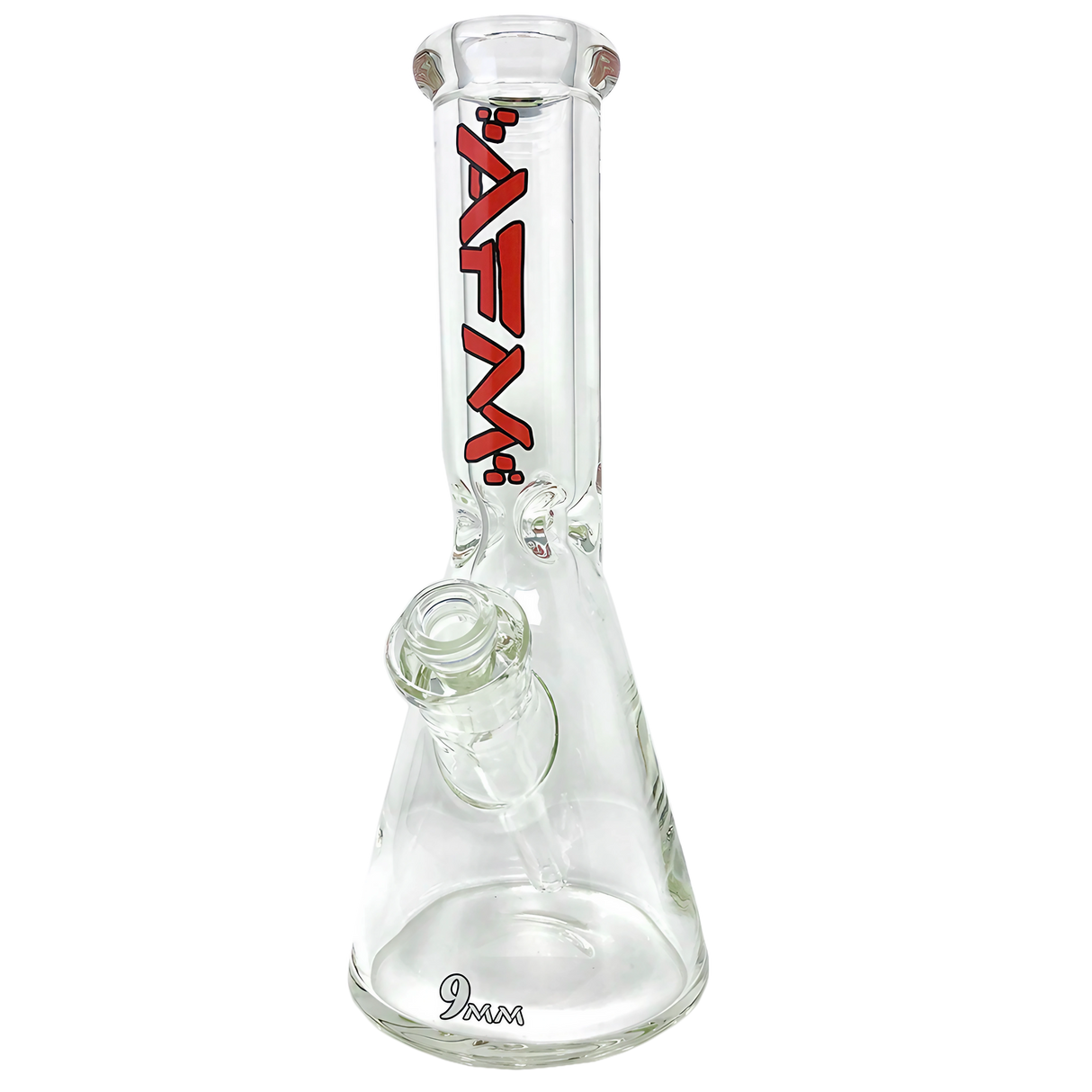 AFM The Heavy Boi 9mm Beaker Bong in Red - 12" Thick Borosilicate Glass Front View