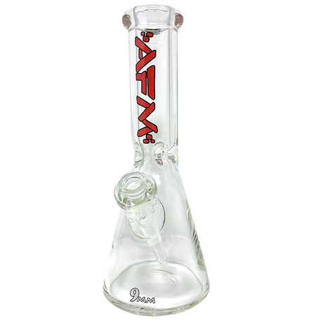 AFM The Heavy Boi 9mm Beaker Bong in Red - 12" Thick Borosilicate Glass Front View
