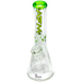 AFM The Heavy Boi Beaker Bong with Lime Colored Lip, 12" Tall, 9mm Thick Borosilicate Glass, Front View