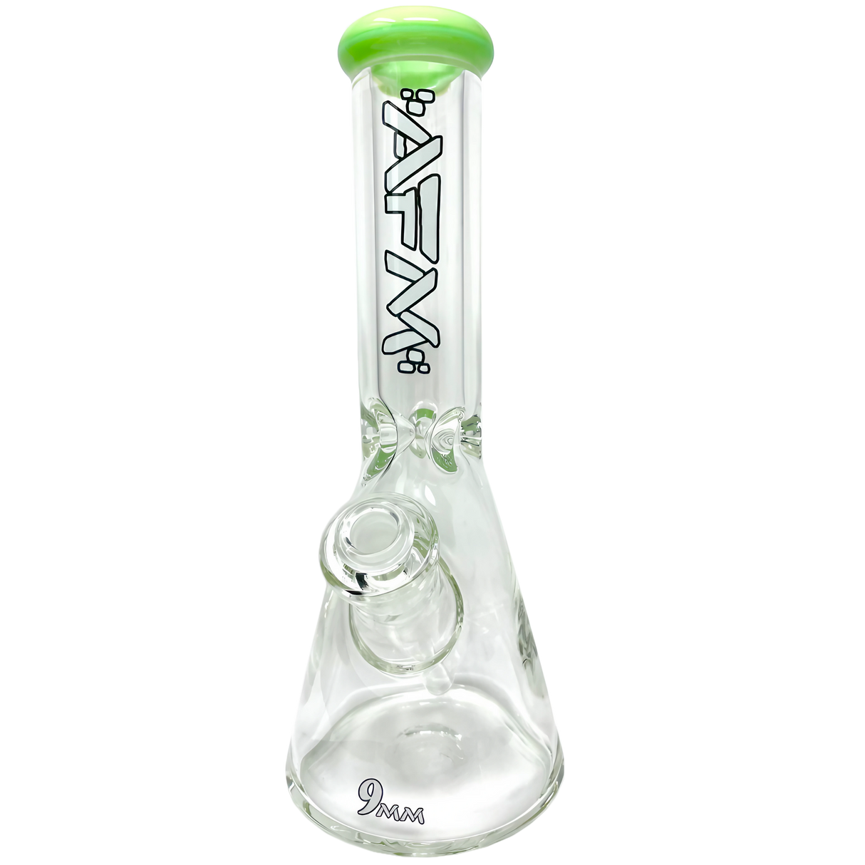 AFM The Heavy Boi Colored Lip Beaker Bong in Slyme, 9mm Thick Borosilicate Glass, 12" Height - Front View