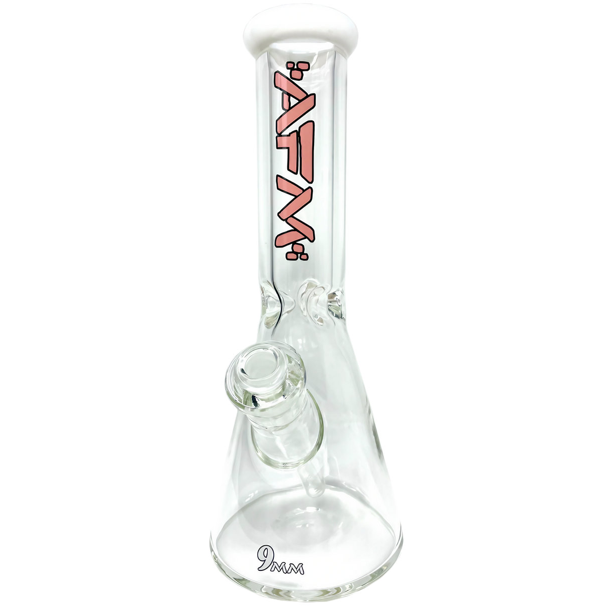 AFM The Heavy Boi Beaker Bong with Colored Lip, 9mm Thick Borosilicate Glass - Front View