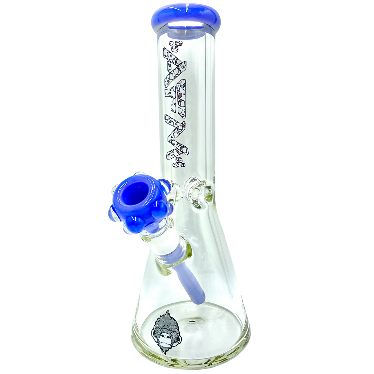 AFM The Icebreaker Beaker Set in Milky Blue, 12" tall with heavy wall borosilicate glass, front view