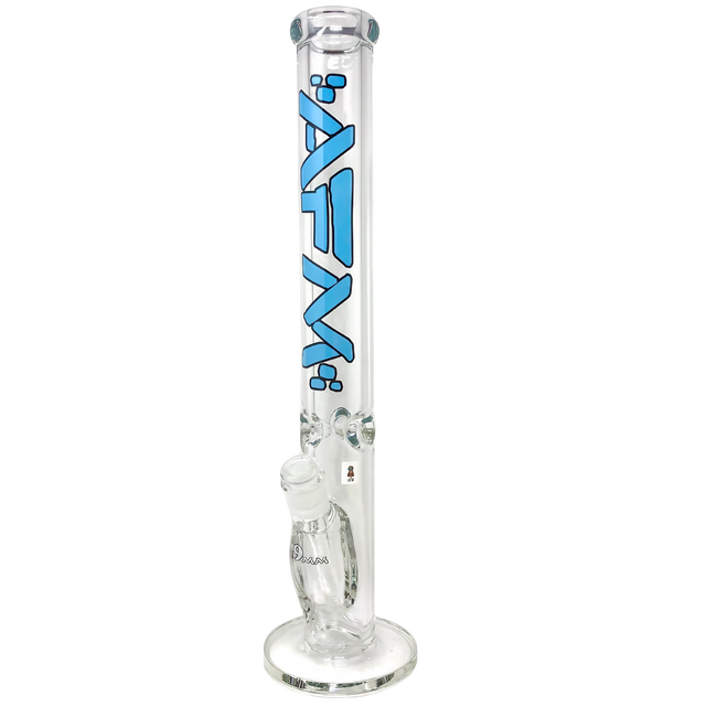 AFM The Lightbeam 9mm 18" Bong in Blue, Straight Design, Heavy Wall, Side View