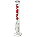 AFM The Lightbeam 9mm 18" Straight Bong in Red with Heavy Wall Borosilicate Glass, Front View