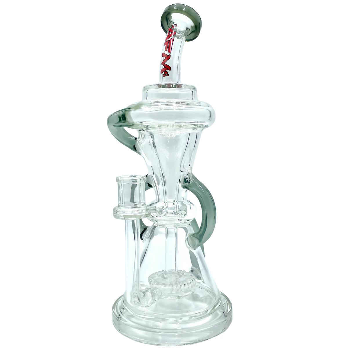 AFM The Looking Glass Recycler Dab Rig, 12" with 90 Degree Joint, Front View on White Background