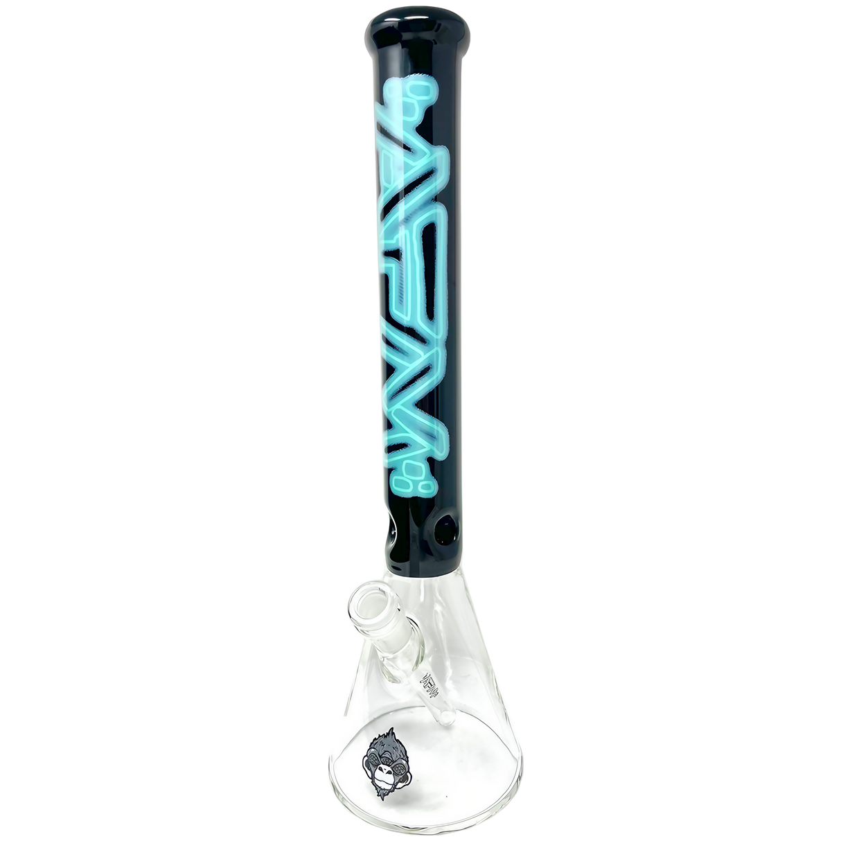 AFM The Neon Lights Beaker - 16" Green Beaker Dab Rig with Clear Glass Base - Front View