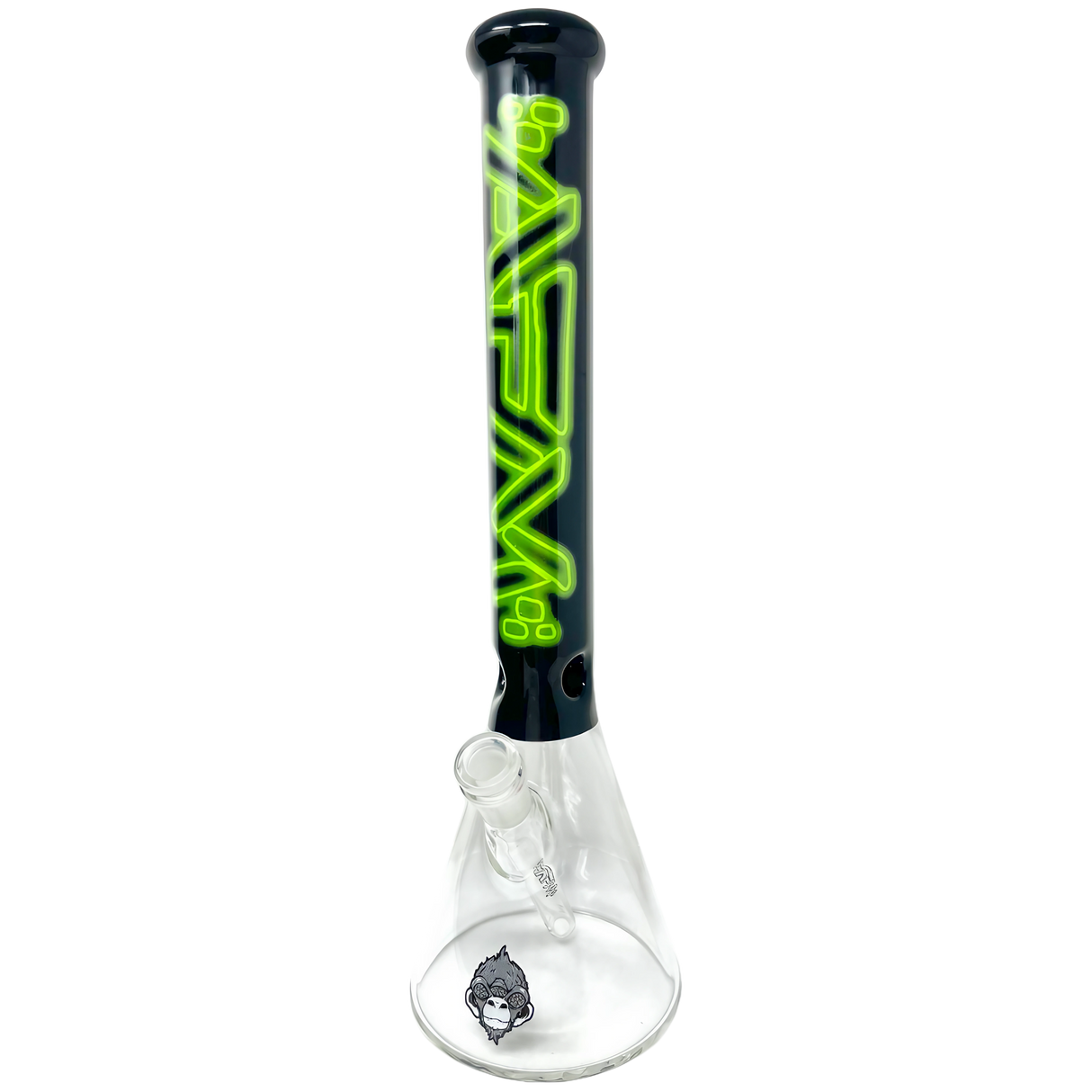 AFM The Neon Lights Beaker in Green - 16" Dab Rig with Clear Glass and Bold Lettering