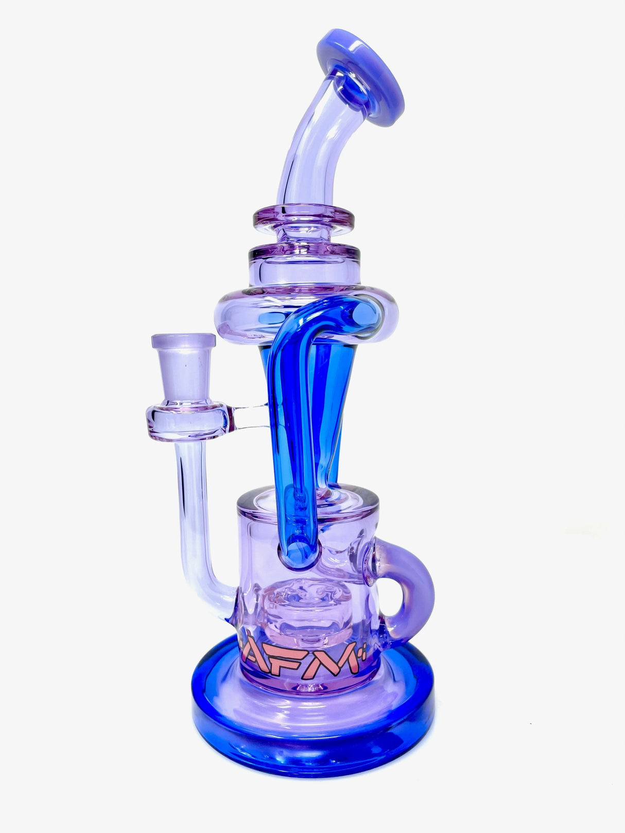 AFM The Palermo 10" Recycler Dab Rig with Banger, Borosilicate Glass, Smooth Percolation, Front View