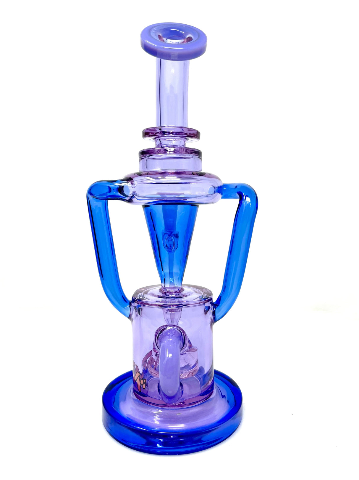AFM The Palermo 10" Recycler Dab Rig with Banger, Borosilicate Glass, Blue Highlights, Front View