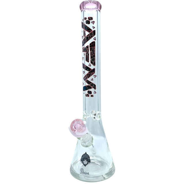 AFM The Pink Diamond Beaker Bong 9mm, 18" height, with heavy wall pink glass and deep bowl
