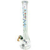 AFM The Popcorn & Rainbows 9mm Beaker Bong, 18" Borosilicate Glass, Front View with Colorful Design