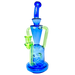 AFM The Poppy Recycler Dab Rig in Blue/Lime, 9" with Hole Diffuser Percolator, Front View