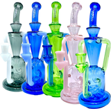 AFM The Poppy Recycler Dab Rigs in various colors with hole diffuser percolator, 9" tall