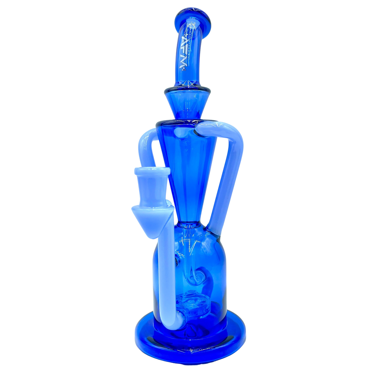 AFM The Poppy Recycler in Jade Blue - 9" Tall Dab Rig with Hole Diffuser Percolator