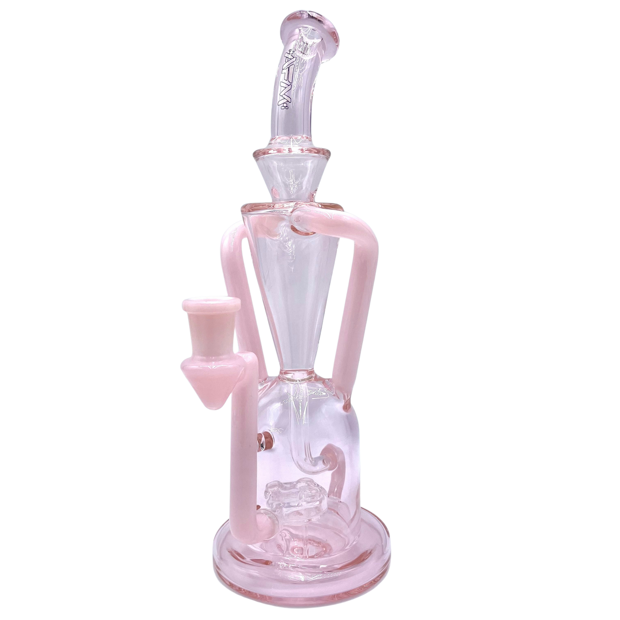AFM The Poppy Recycler Dab Rig in Pink - 9" with Hole Diffuser Percolator - Front View