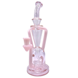 AFM The Poppy Recycler Dab Rig in Pink - 9" with Hole Diffuser Percolator - Front View