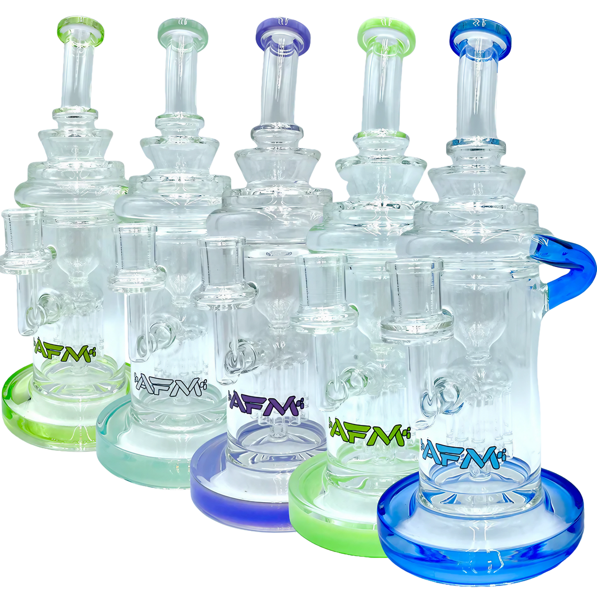 AFM The Power Station Recycler Dab Rigs, 10" with Tree Percolator, Multiple Colors, Front View