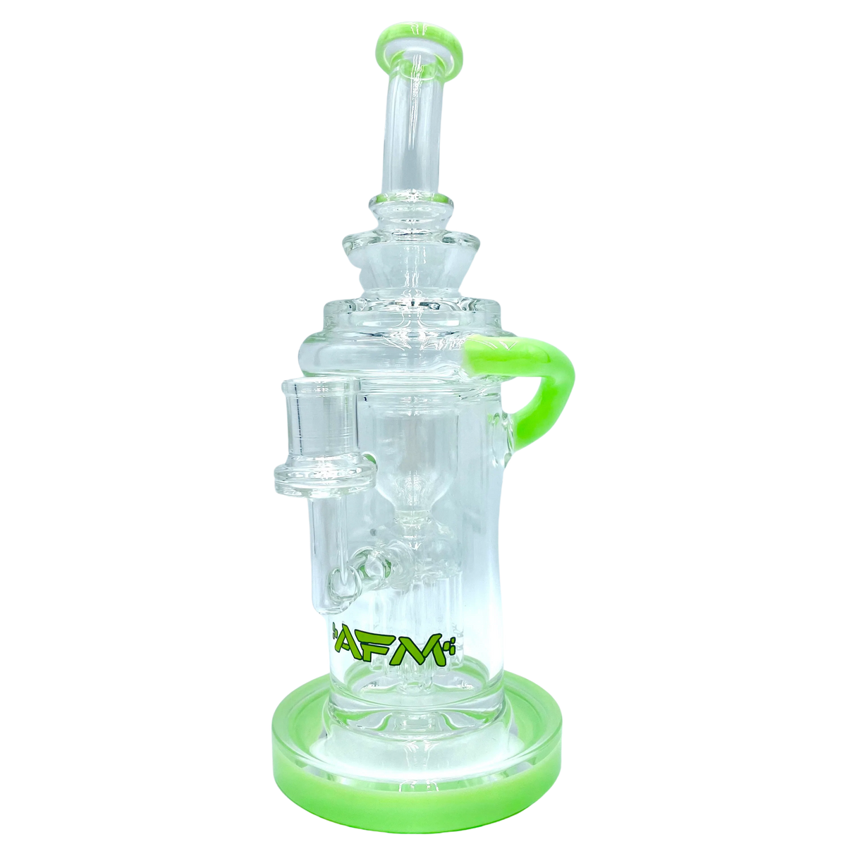 AFM The Power Station Recycler Dab Rig in Slime color variant, 10" with tree percolator, front view on white background