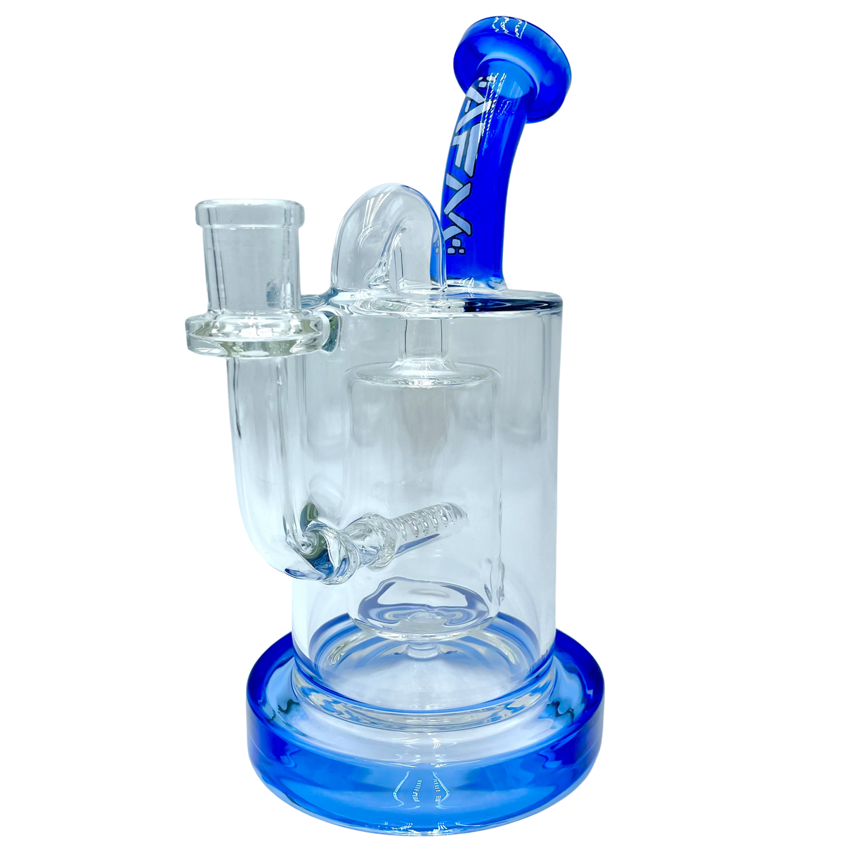 AFM The Pump Recycler 8" Dab Rig with Blue Accents and In-Line Percolator, Front View