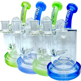 AFM The Pump Recycler Dab Rigs in various colors with in-line percolator, 8" tall, front view