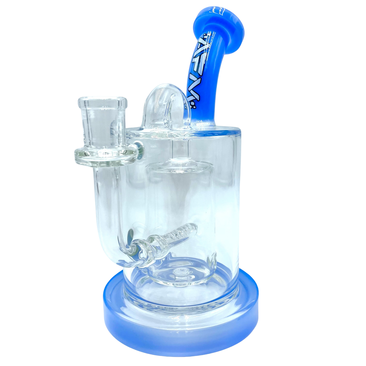 AFM The Pump Recycler 8" Dab Rig in Jade Blue with In-Line Percolator, Front View on White Background