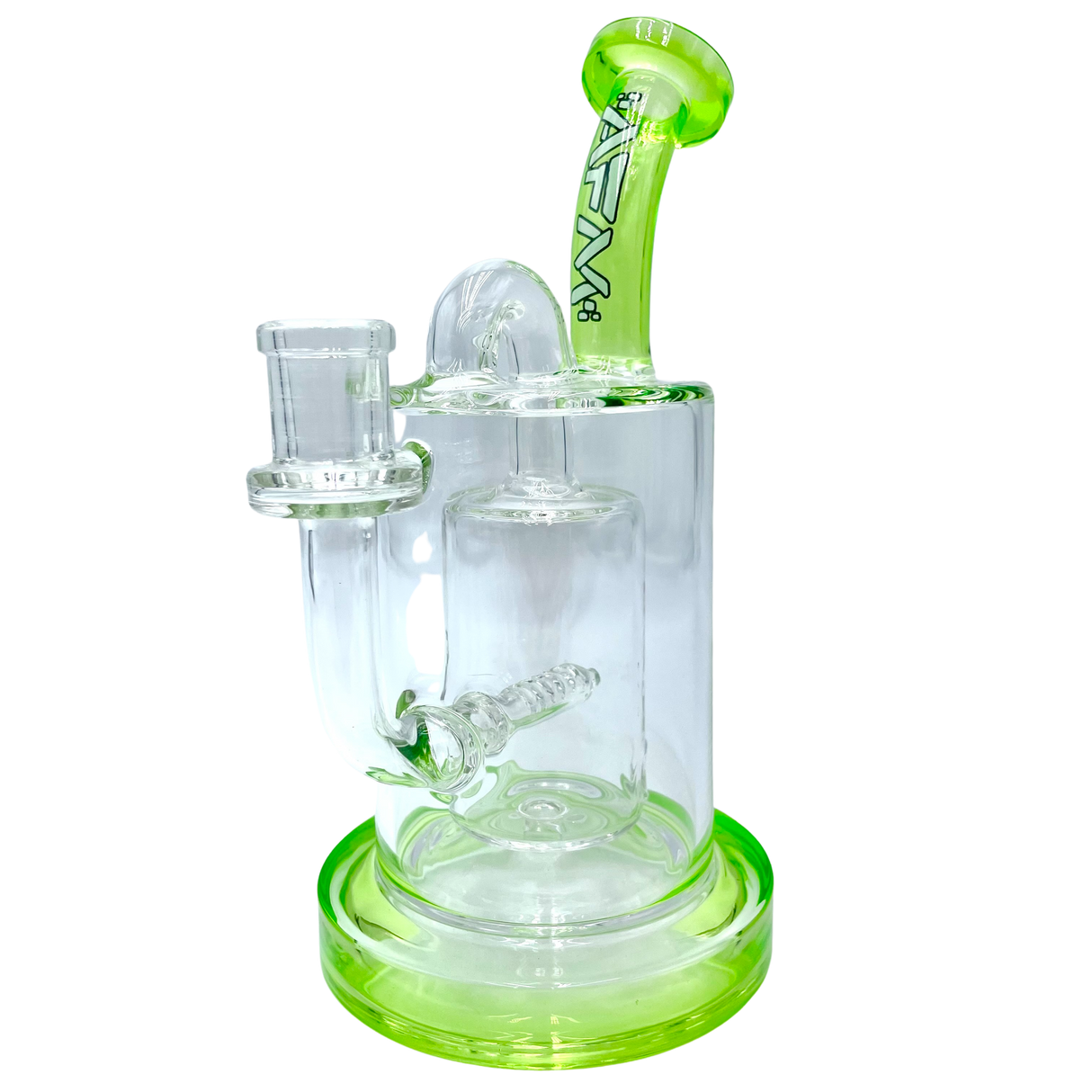 AFM The Pump Recycler 8" Dab Rig with In-Line Percolator and Lime Accents - Front View