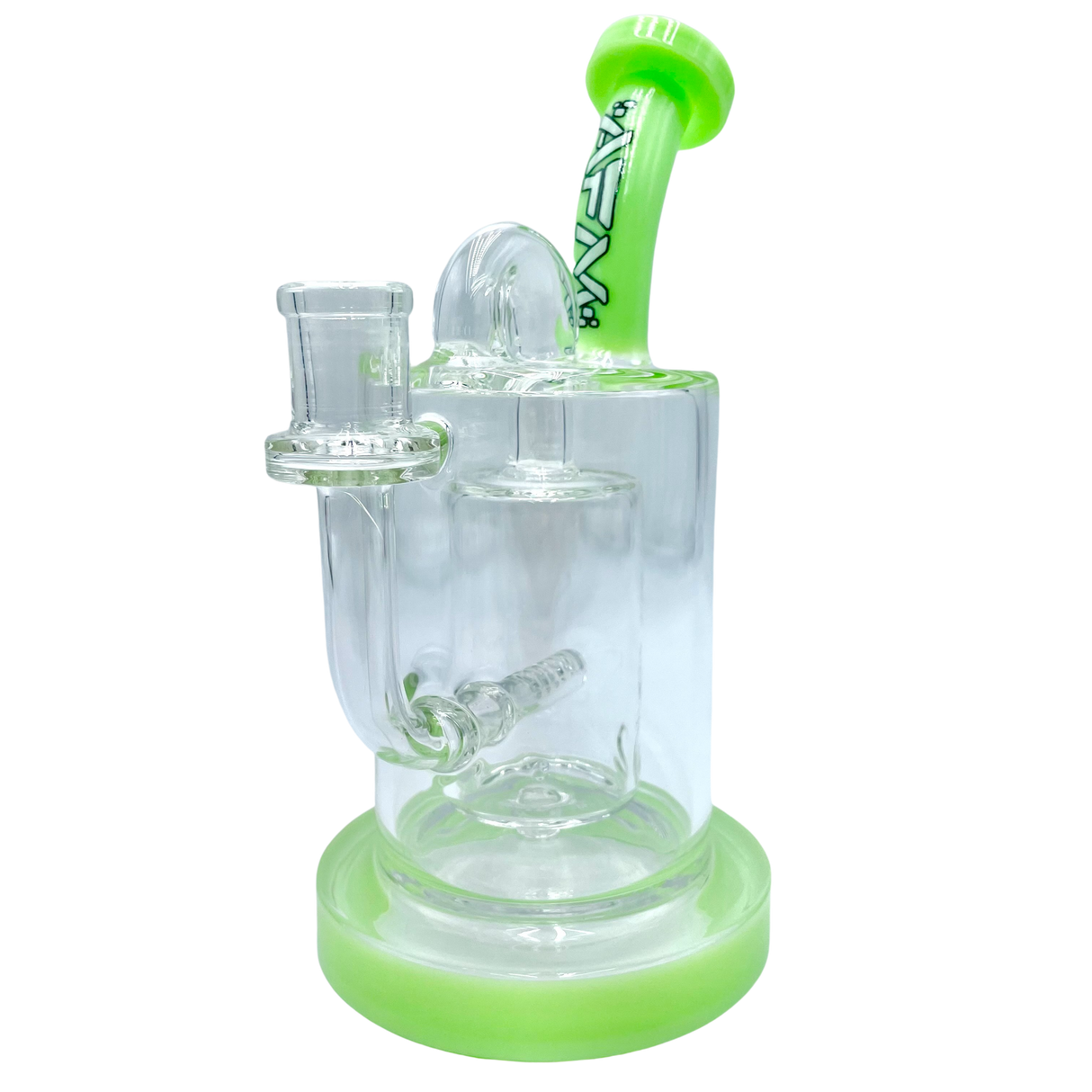 AFM The Pump Recycler Dab Rig in Slime, 8" with In-Line Percolator, Front View on White Background