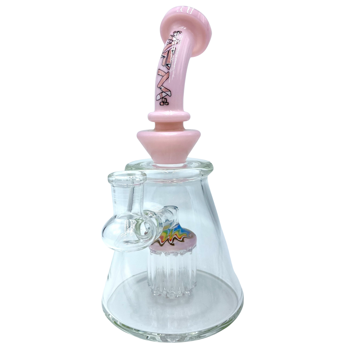 AFM The Reversal 8" Pink 8 Arm Rig with a clear percolator, front view on a white background