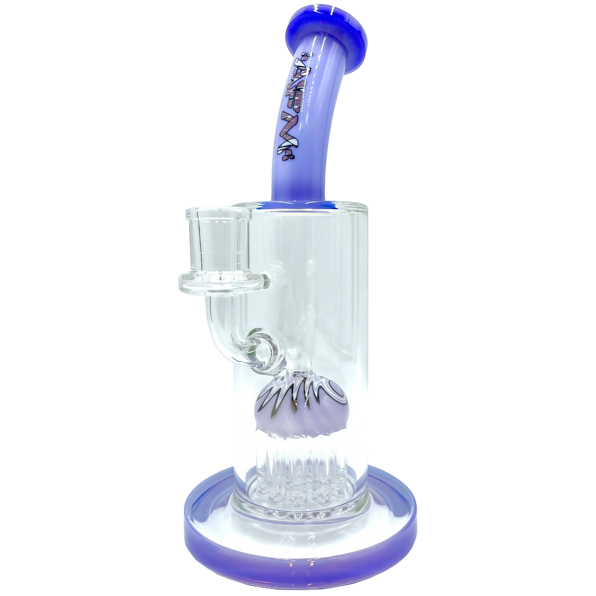 AFM The Reversal Arm Rig - 10" with Percolator and Banger Hanger Design, Purple Variant, Front View
